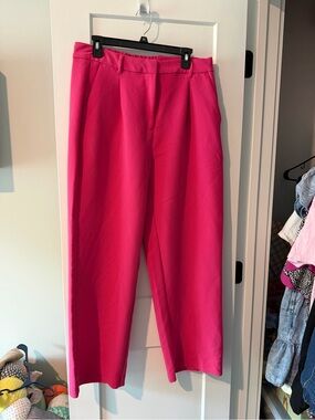 Classic High-Waist Wide-Leg Pants — Hot Pink
